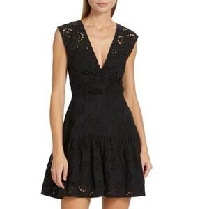 Tanya Taylor Women’s Arabella Eyelet Dress Black Size 2 $495 Quiet Luxury LBD